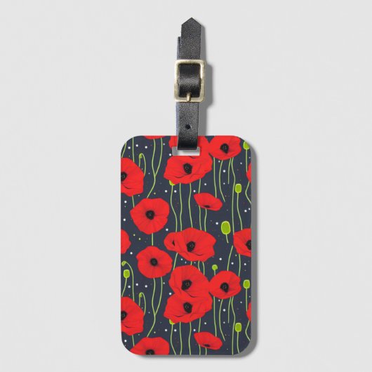 Vibrant Modern Red Poppies Pattern Art ラゲッジタグ (正面縦)
