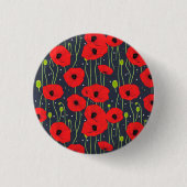 Vibrant Modern Red Poppies Pattern Art 缶バッジ (正面)