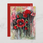 Vibrant Mohnblumen Im Aquarellstil ポストカード (正面/裏面)