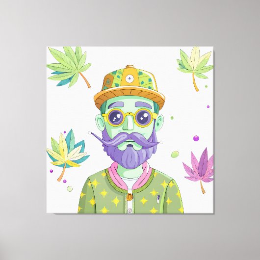 Vibrant Monarch Butterfly Illustration on Light Ba キャンバスプリント (正面)