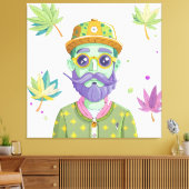 Vibrant Monarch Butterfly Illustration on Light Ba キャンバスプリント (インサイチュ (リビング))