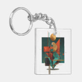 Vibrant Monarch Butterfly Illustration on Light Ba キーホルダー (正面左)