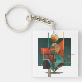 Vibrant Monarch Butterfly Illustration on Light Ba キーホルダー