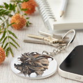 Vibrant Monarch Butterfly Illustration on Light Ba キーホルダー (正面右)