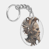 Vibrant Monarch Butterfly Illustration on Light Ba キーホルダー (正面左)