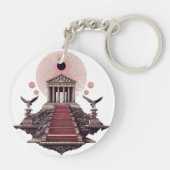 Vibrant Monarch Butterfly Illustration on Light Ba キーホルダー (裏面)