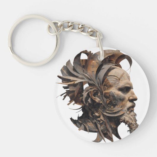 Vibrant Monarch Butterfly Illustration on Light Ba キーホルダー (正面)