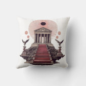 Vibrant Monarch Butterfly Illustration on Light Ba クッション (裏面)