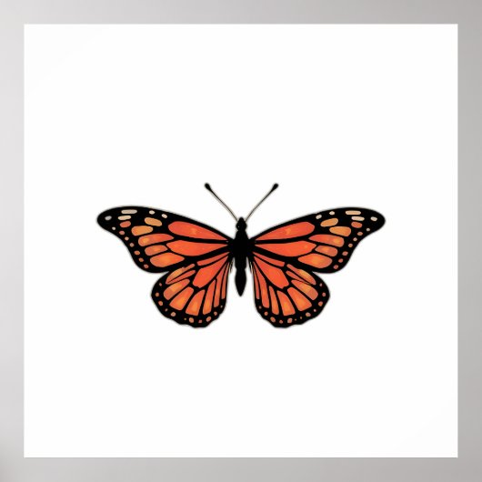 Vibrant Monarch Butterfly Illustration on Light Ba ポスター (正面)
