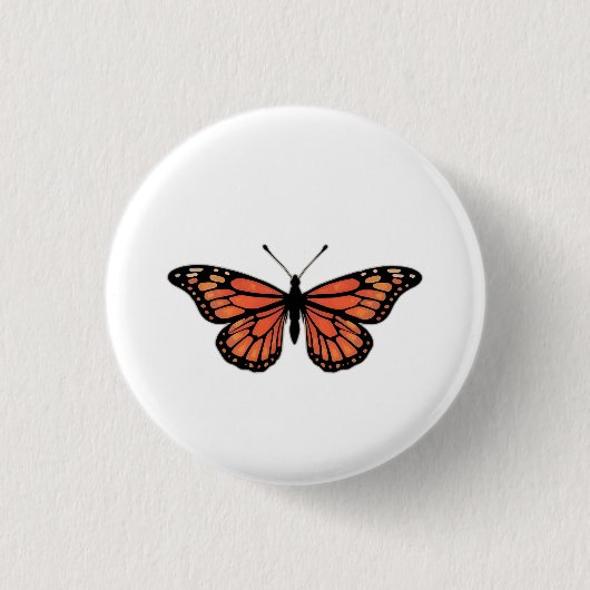 Vibrant Monarch Butterfly Illustration on Light Ba 缶バッジ (正面)
