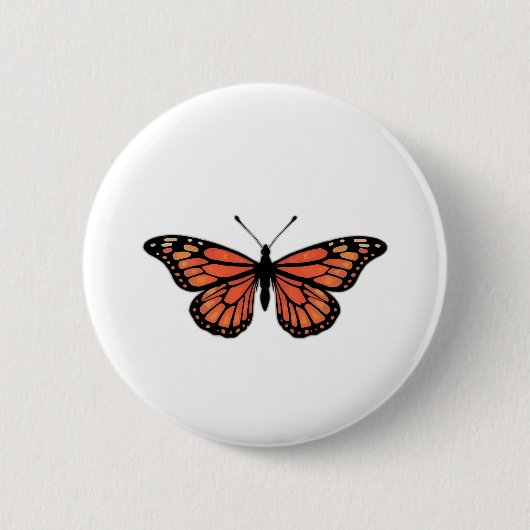Vibrant Monarch Butterfly Illustration on Light Ba 缶バッジ (正面)