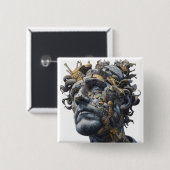 Vibrant Monarch Butterfly Illustration on Light Ba 缶バッジ (正面&裏面)