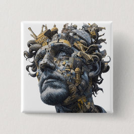 Vibrant Monarch Butterfly Illustration on Light Ba 缶バッジ