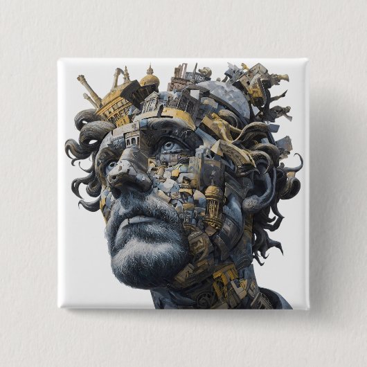 Vibrant Monarch Butterfly Illustration on Light Ba 缶バッジ (正面)