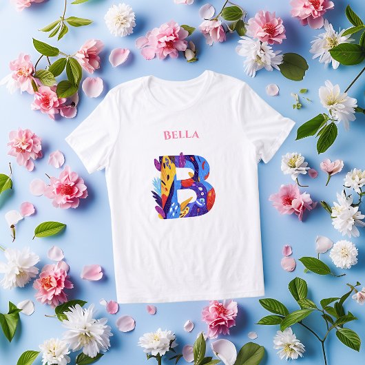 Vibrant Monogram - Letter B | アーティスティックな誕生日 トライブレンドTシャツ