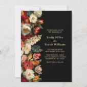 Vibrant Moody Floral Black Wedding 招待状 (正面)