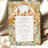 Vibrant Moroccan Tile & Marrakesh Arch Wedding 招待状