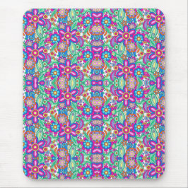 Vibrant mouse pad with a symmetrical floral  マウスパッド