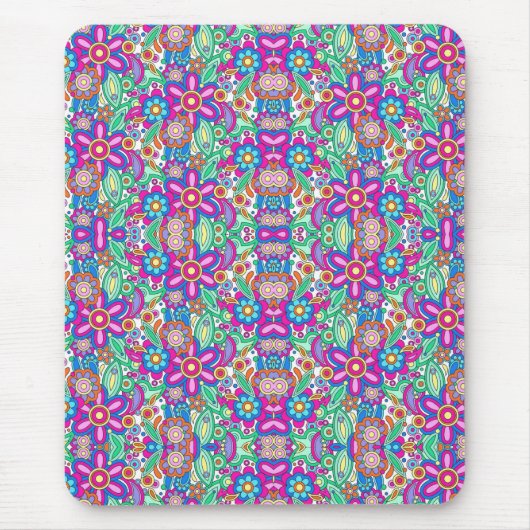 Vibrant mouse pad with a symmetrical floral  マウスパッド (正面)