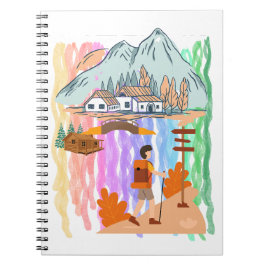 Vibrant Multi-Color Cartoon Hiking Adventure ノートブック