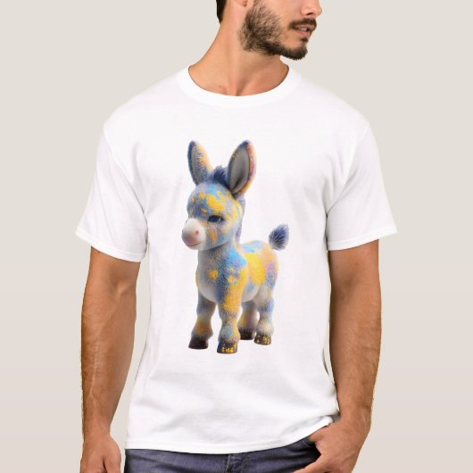 Vibrant Multi-Color Splash Donkey Men Tシャツ (正面)