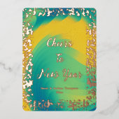 Vibrant Multicolor Cheers to New Year Photo Card  箔招待状 (正面)