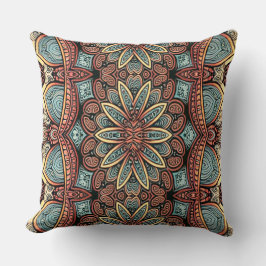 Vibrant multicolor classic fabric pattern design t クッション