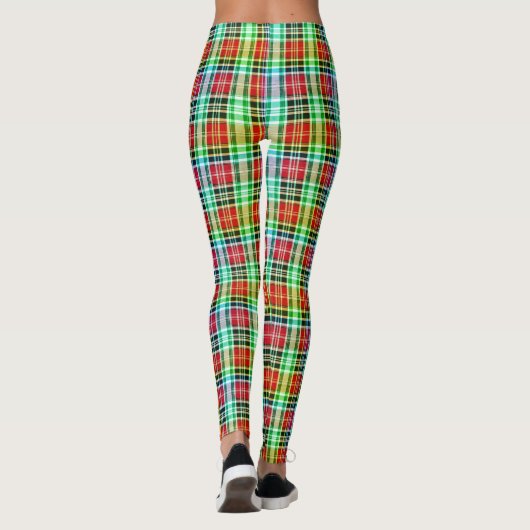 Vibrant Multicolor Dense Tartan Plaid Check レギンス (裏面)
