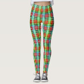Vibrant Multicolor Dense Tartan Plaid Check レギンス (正面)