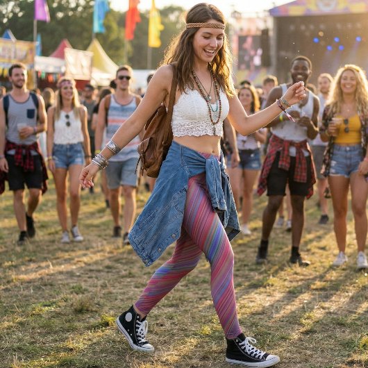 Vibrant Multicolor Diagonal Wave レギンス