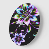 Vibrant Multicolor Hibiscus Floral Accessor ラージ壁時計 (傾斜)