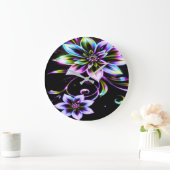 Vibrant Multicolor Hibiscus Floral Accessor ラージ壁時計 (ホーム)