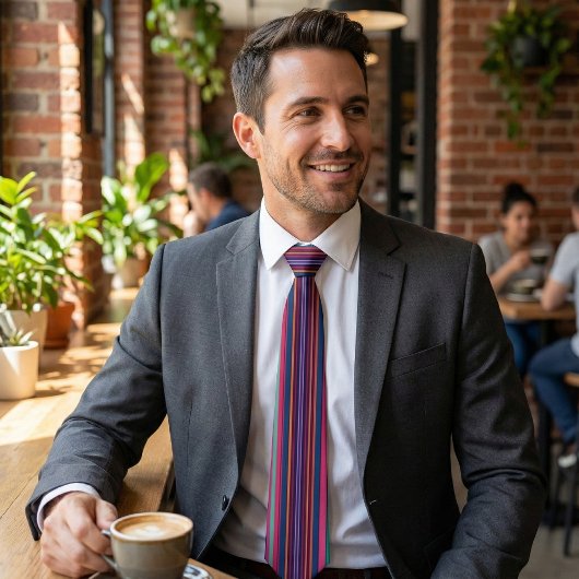 Vibrant Multicolor Striped Neck Tie ネクタイ