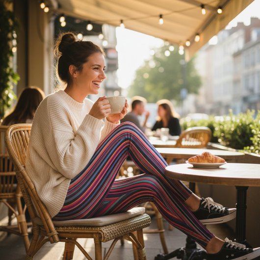 Vibrant Multicolor Vertical Stripes レギンス