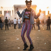 Vibrant Multicolor Vertical Stripes レギンス