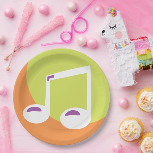 Vibrant Musical Note Double Eighth ペーパープレート (パーティー)