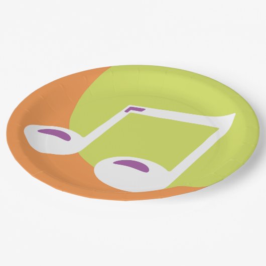 Vibrant Musical Note Double Eighth ペーパープレート (アングル)