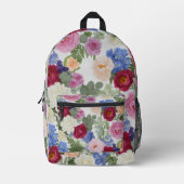 Vibrant Mystical Floral Lotus Celestial Pattern プリントバックパック (正面)