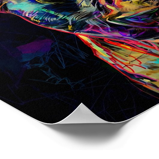 "Vibrant Neon Frenchie Pop Art Portrait" ポスター (角)