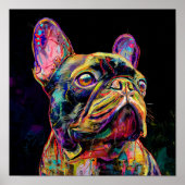 "Vibrant Neon Frenchie Pop Art Portrait" ポスター (正面)