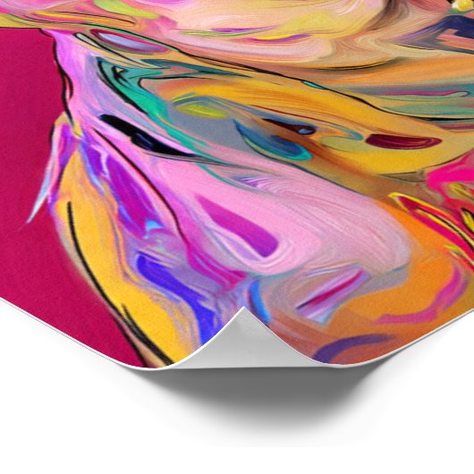 Vibrant Neon German Shepherd Pop Art Portrait ポスター (角)