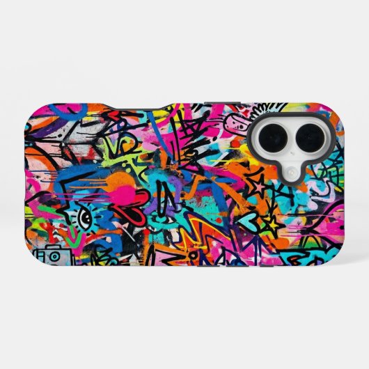Vibrant Neon Graffiti Pattern iPhone 16 case 16ケース (裏面横)