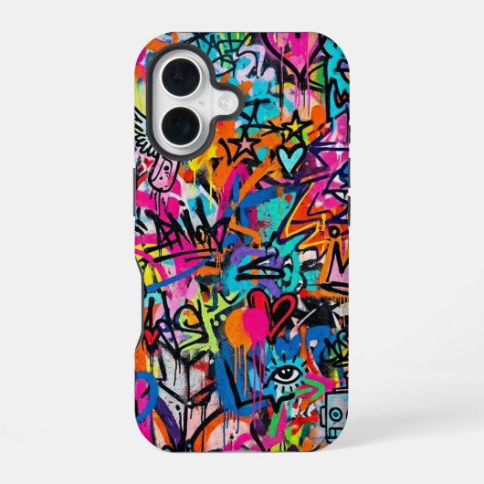 Vibrant Neon Graffiti Pattern iPhone 16 case 16ケース (裏面)