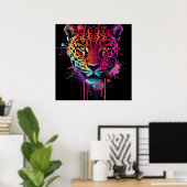 Vibrant Neon Leopard Wall Art ポスター (ホームオフィス)