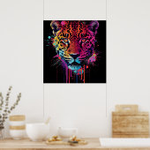 Vibrant Neon Leopard Wall Art ポスター (キッチン)