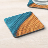 Vibrant Neon Light Strands of Blue and Orange コースター (左側)