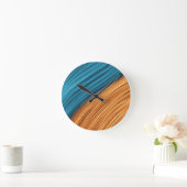 Vibrant Neon Light Strands of Blue and Orange ラウンド壁時計 (ホーム)