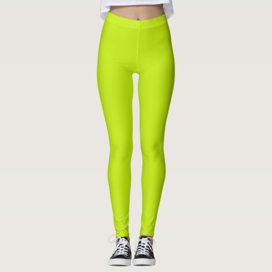 Vibrant Neon Lime Green Leggings - Modern Minimali レギンス (正面)