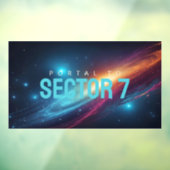 Vibrant Neon Pink Blue Cosmic Space Galaxy ウィンドウサイン (シート3)