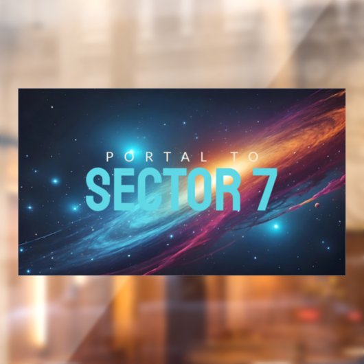 Vibrant Neon Pink Blue Cosmic Space Galaxy ウィンドウサイン (シート2)